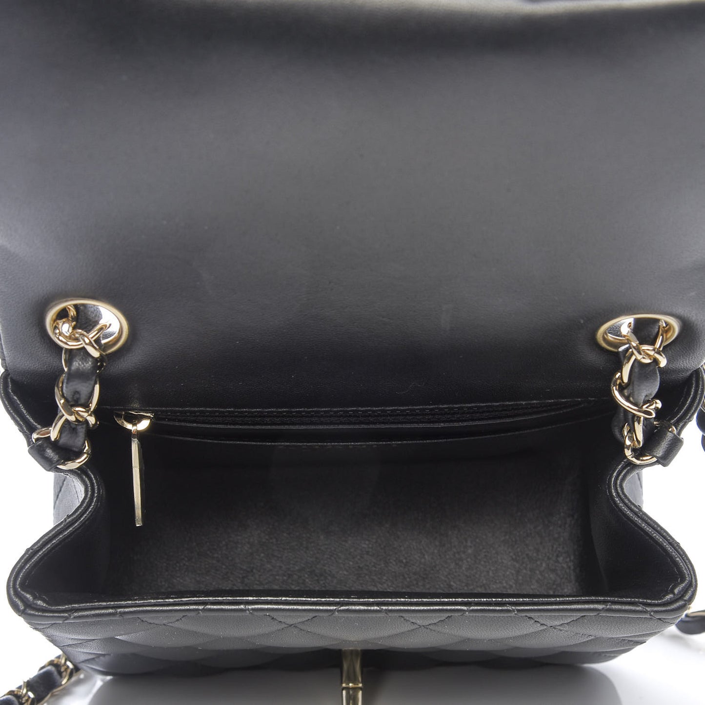 Lambskin Quilted Mini Square Flap Black