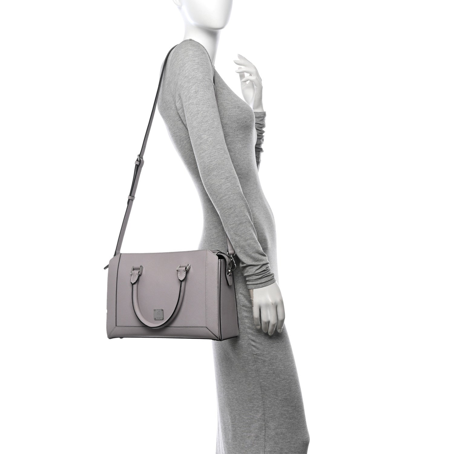 MCM Saffiano Medium Nuovo Tote Gull Gray 2 of 14