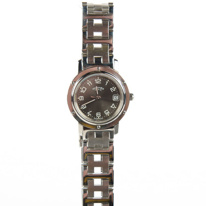 Hermes Stainless Steel 24mm Clipper Quartz Watch Black 3 of 8