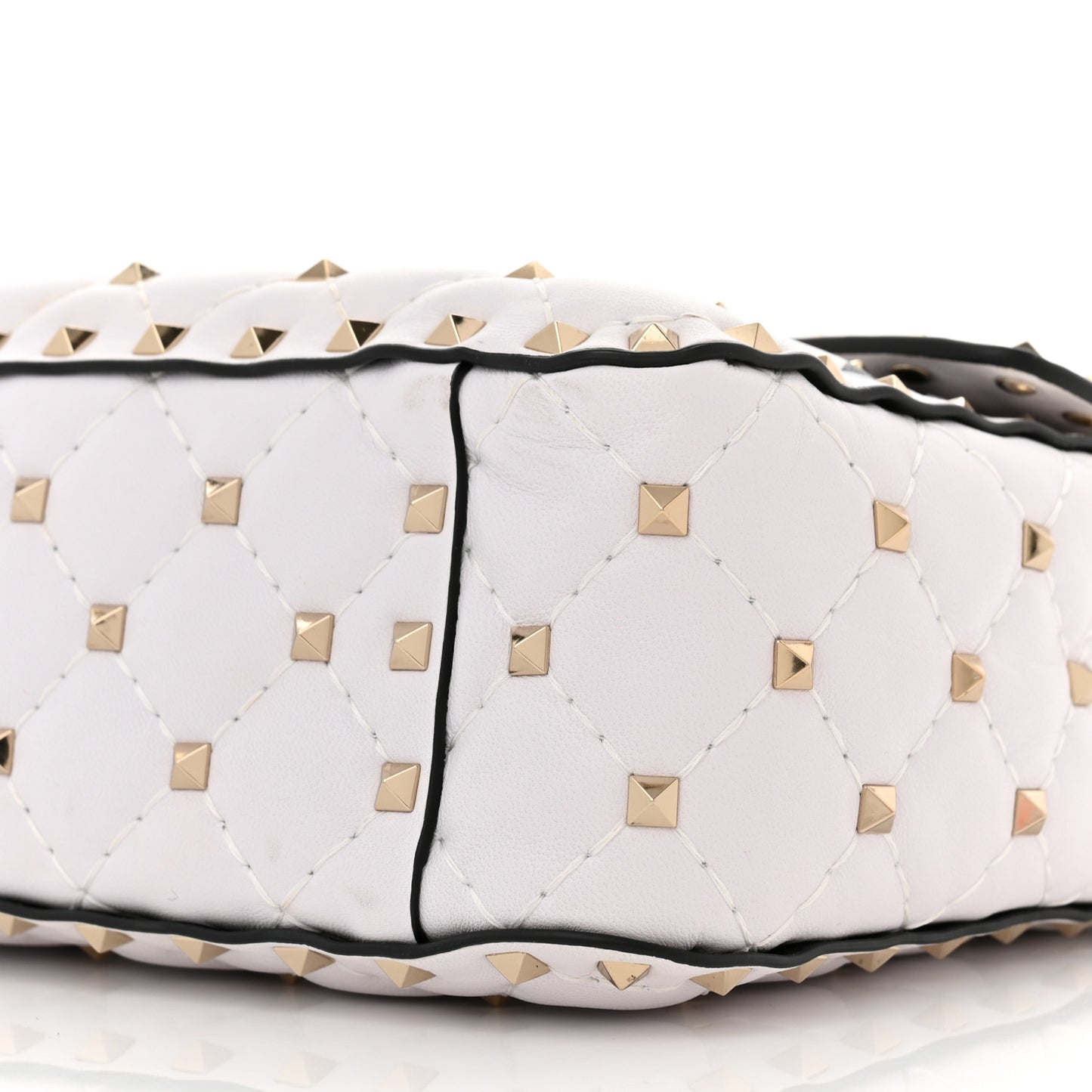 Lambskin VLTN Print Medium Rockstud Spike Shoulder Bag Optic White Black