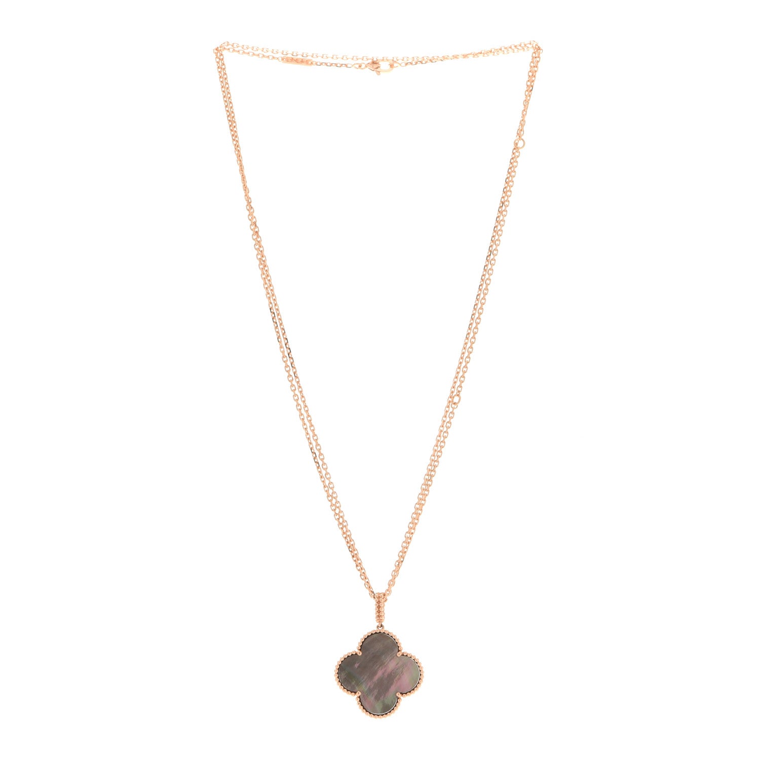 Van Cleef & Arpels 18K Rose Gold Gray Mother of Pearl Magic Alhambra Long Necklace 3 of 7