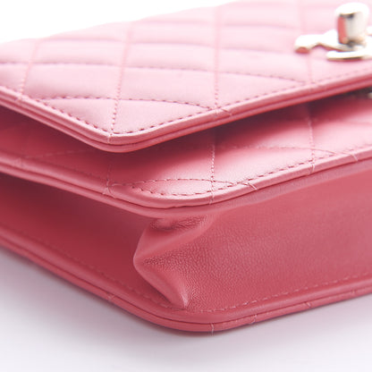 Chanel Lambskin Quilted Trendy CC Wallet On Chain WOC Bright Pink 10 of 12