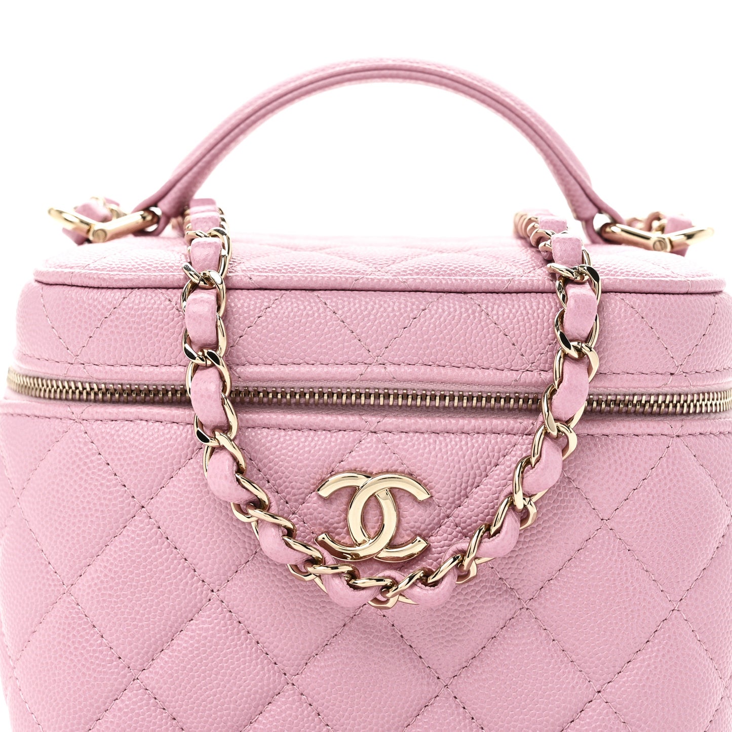 Caviar Quilted Small CC Vanity Case Pink