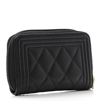 Chanel Caviar Quilted Boy Zip Around Coin Purse Wallet Black 3 of 8
