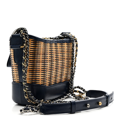 Chanel Rattan Calfskin Small Gabrielle Hobo Beige Navy 3 of 10