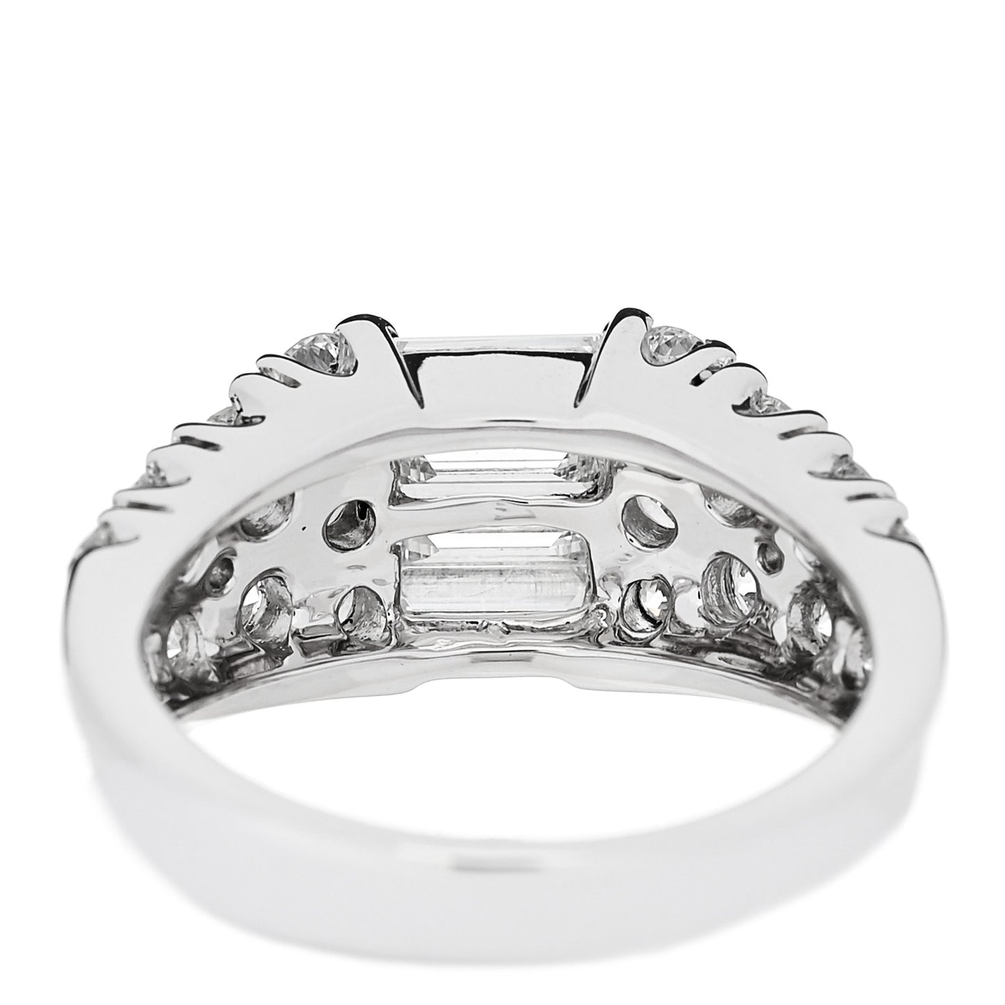 18K White Gold Diamond 1.92ctw Baguette Round Cut Ring 50 5.25
