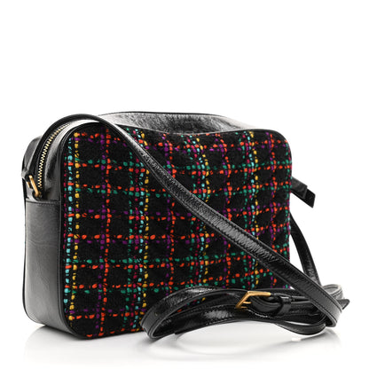 Saint Laurent Tweed Calfskin Monogram Lou Camera Bag Black 3 of 8