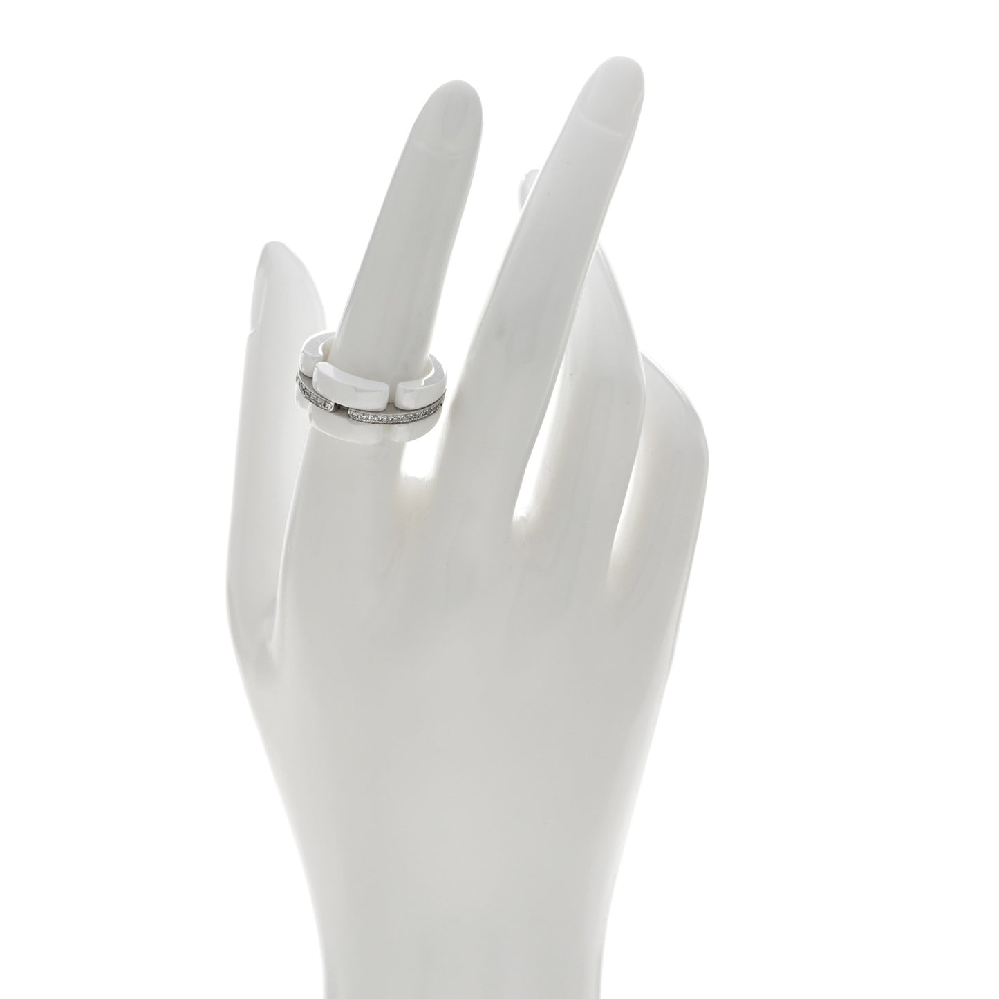 18K White Gold White Ceramic Diamond Ultra Ring 55 7.25