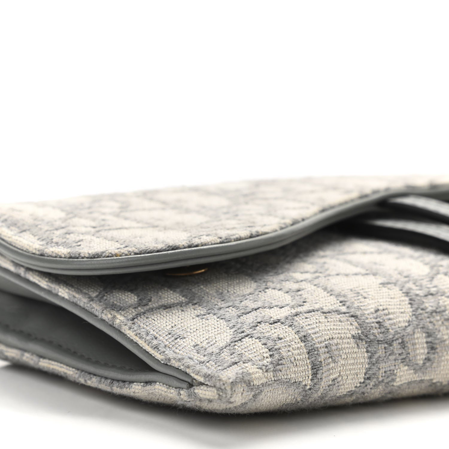 Christian Dior Oblique Saddle Chain Long Wallet Grey 10 of 12