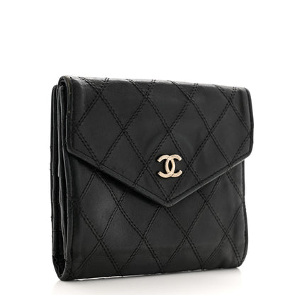Chanel Lambskin Diamond Stitched Compact French Wallet Black 3 of 15