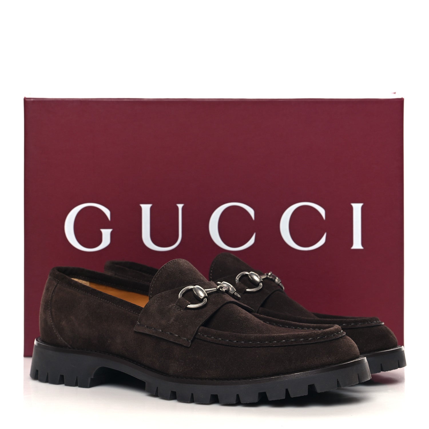 Gucci Suede Horsebit Mens Lug Loafers 8 Night Cocoa 10 of 10