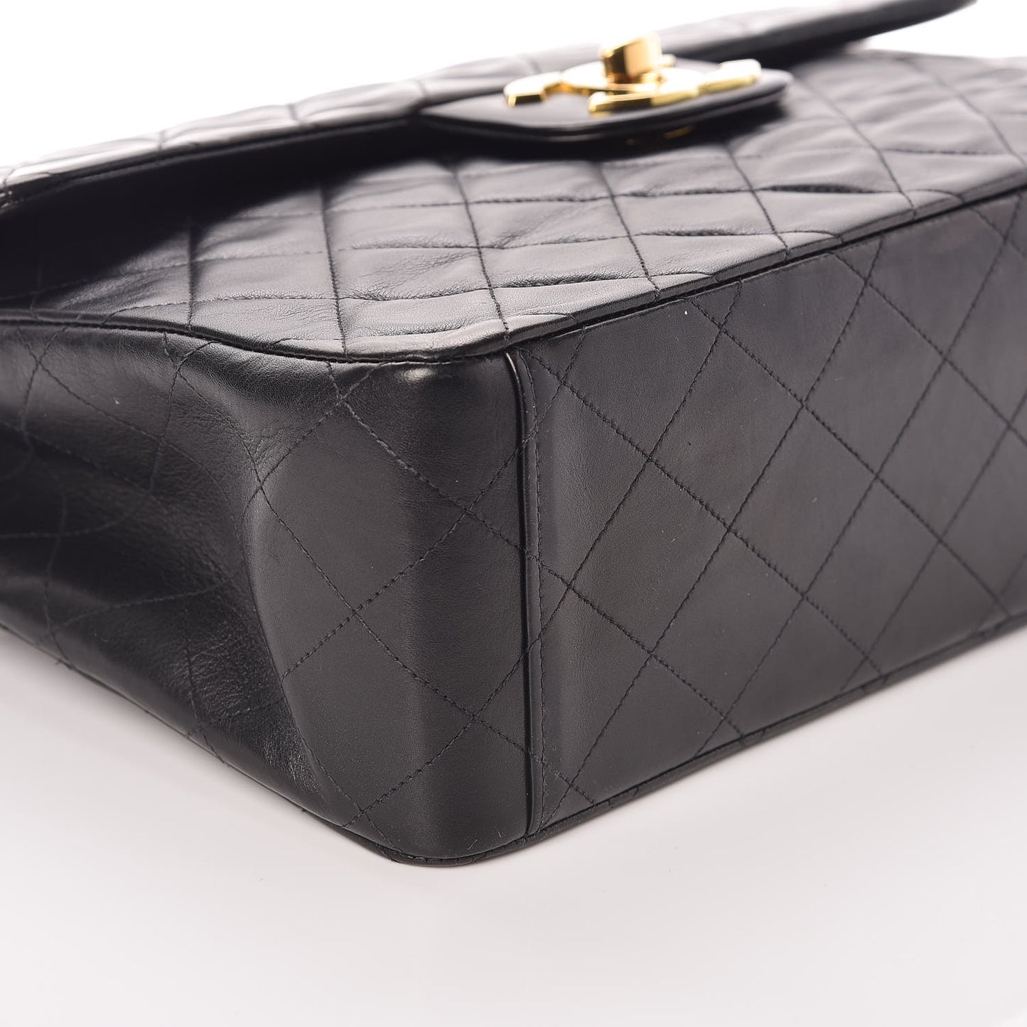 Lambskin Quilted XL Jumbo Single Flap Black
