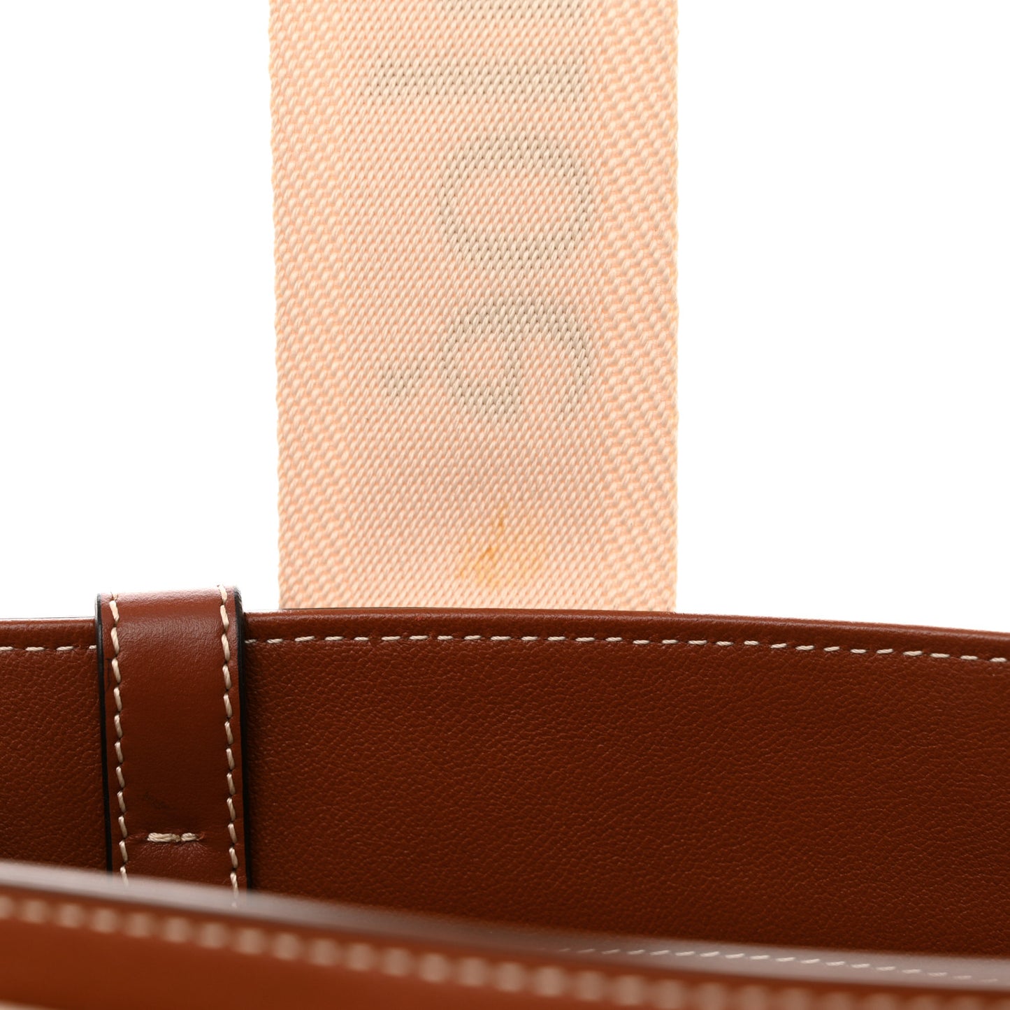 Calfskin Medium Woody Ribbon Tote Sepia Brown