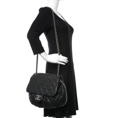 Chanel Washed Lambskin Quilted Large Chain Around Messenger Black 2 of 9