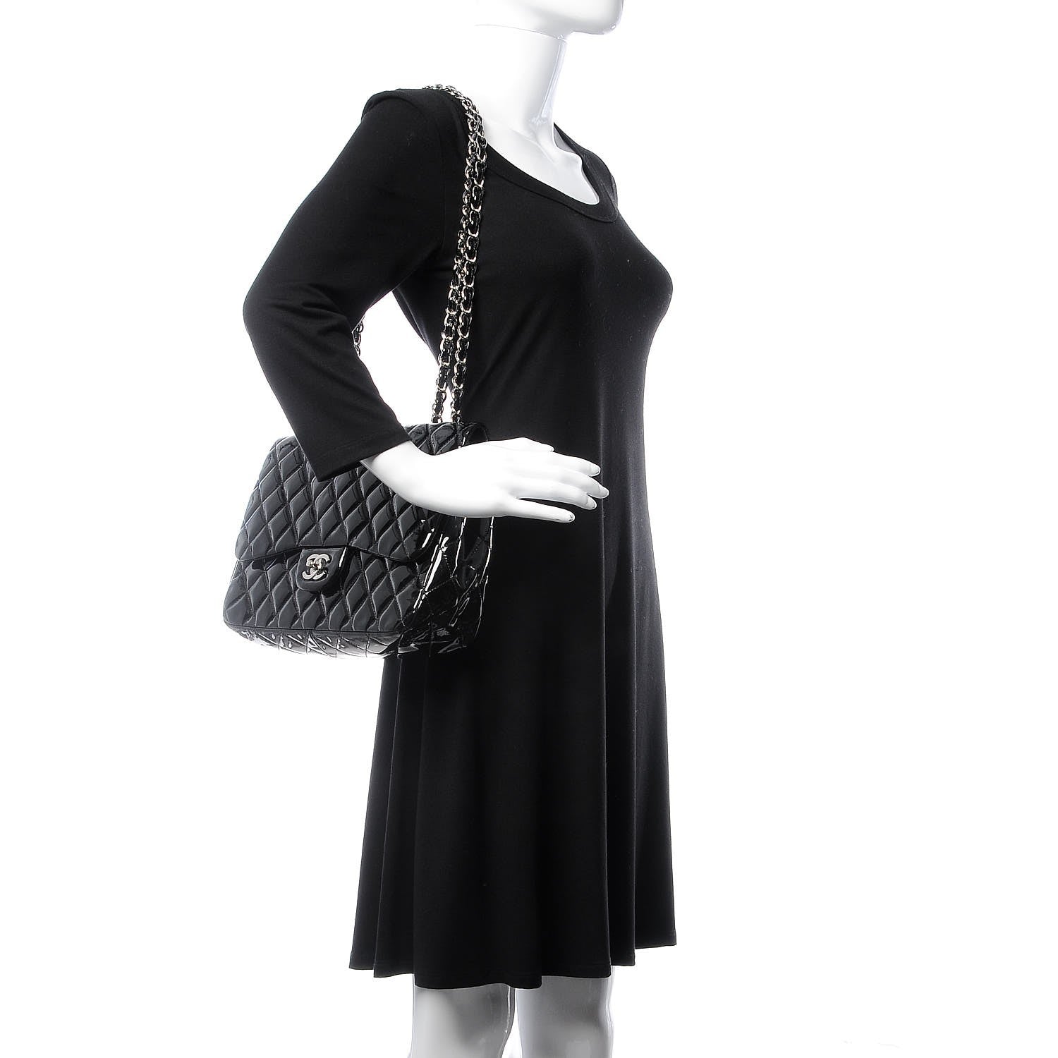 Chanel Patent Quilted Jumbo Single Flap Black 2 of 11