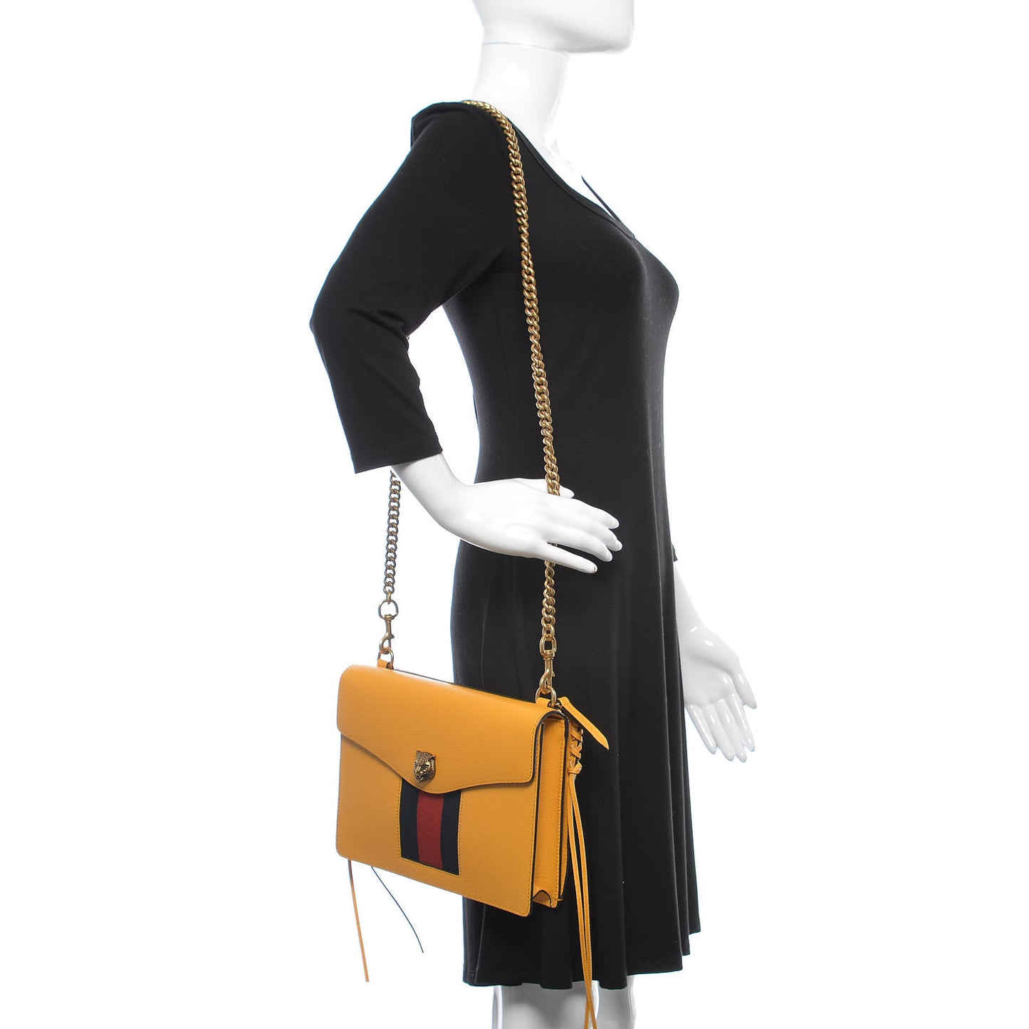 Textured Calfskin Web Animalier Chain Shoulder Bag Crop