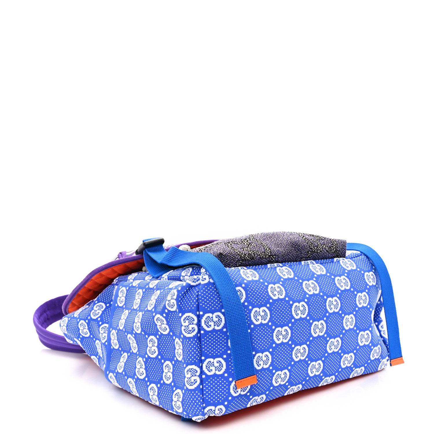 Gucci Jersey GG Monogram All Over Pan Sport Double Buckle Backpack Blue Purple Multicolor 4 of 9