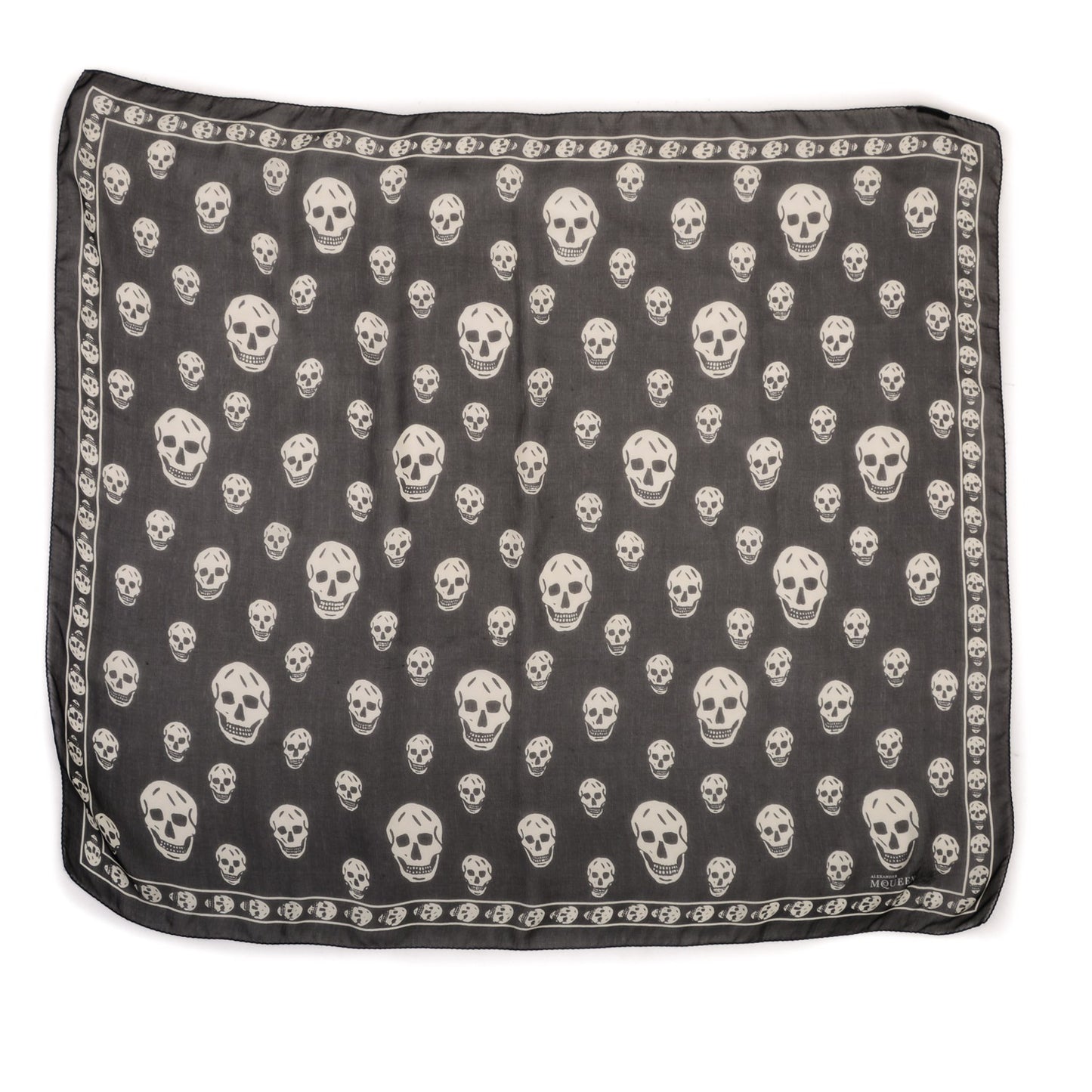 Silk Chiffon Skull Scarf Black Ivory