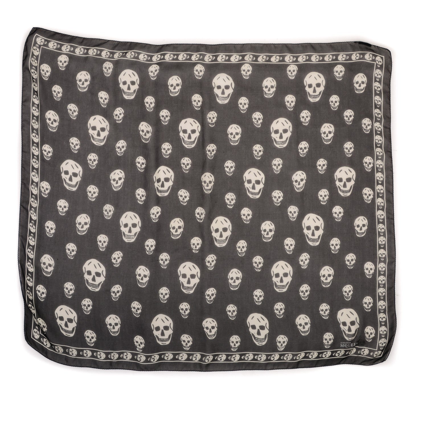 Alexander McQueen Silk Chiffon Skull Scarf Black Ivory 3 of 8
