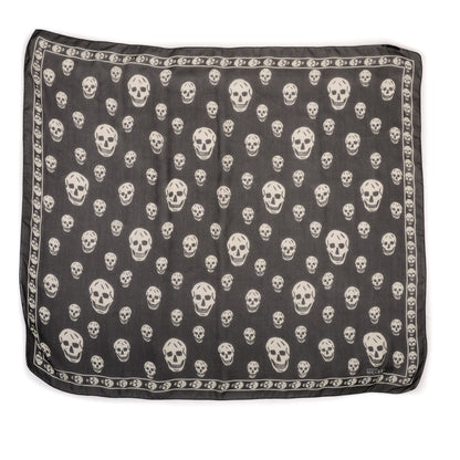 Alexander McQueen Silk Chiffon Skull Scarf Black Ivory 3 of 8
