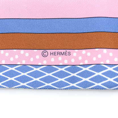 Hermes Silk Twilly Grand Theatre Nouveau Bleu Lavande Rose Vert 3 of 4
