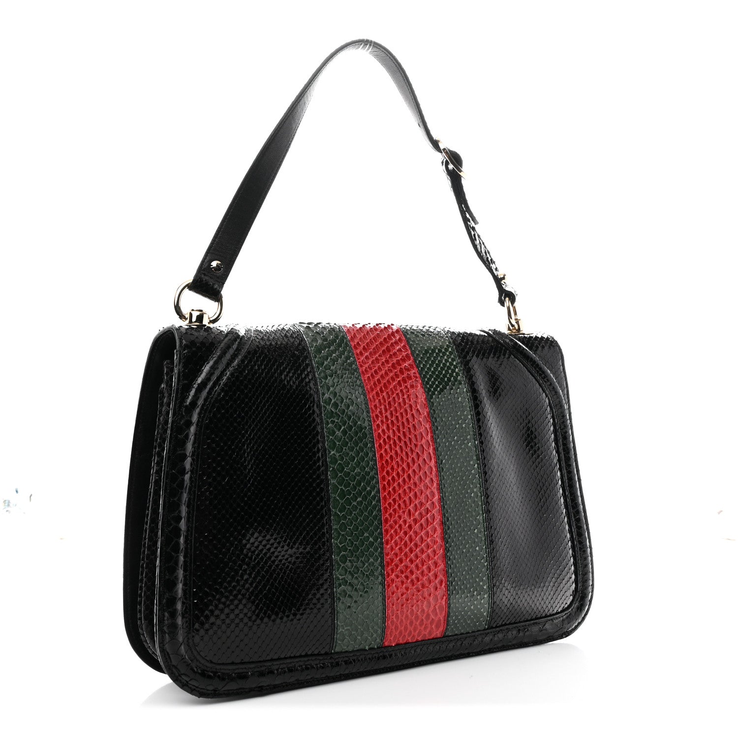 Gucci Snakeskin Web Blondie Hobo Black 3 of 14