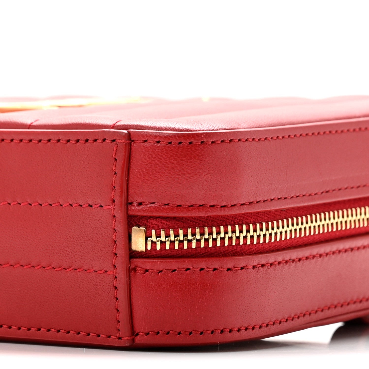 Saint Laurent Lambskin Matelasse Vicky Monogram Belt Bag Eros Red 10 of 11