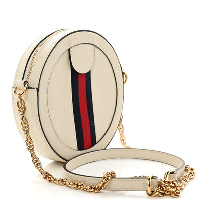 Gucci Textured Calfskin Web Mini Ophidia Round Shoulder Bag Mystic White 3 of 10