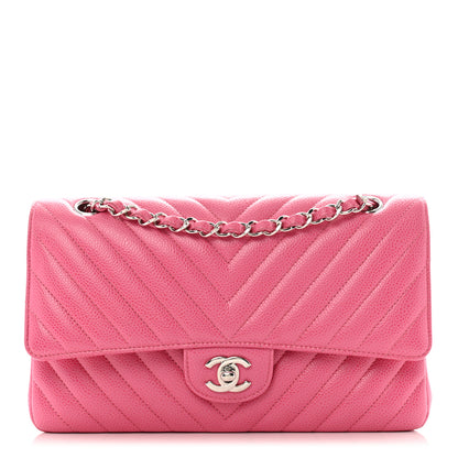 Chanel Caviar Chevron Quilted Medium Double Flap Pink 1 of 10