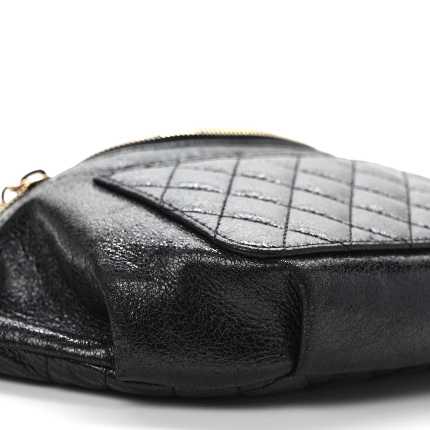 Lambskin Quilted Waist Bag Fanny Pack Black