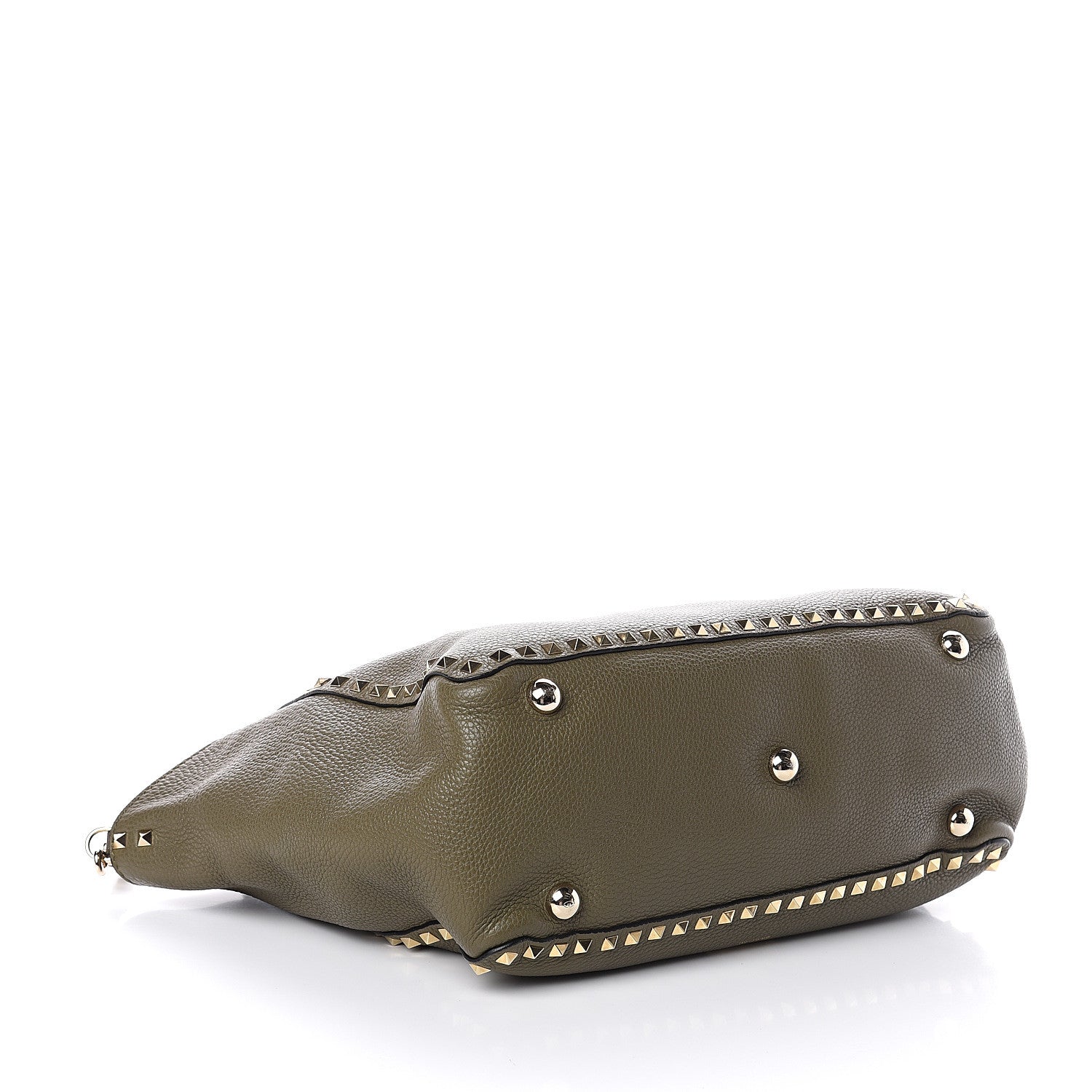 Valentino Garavani Pebbled Calfskin Medium Rockstud Tote Army Green 3 of 7