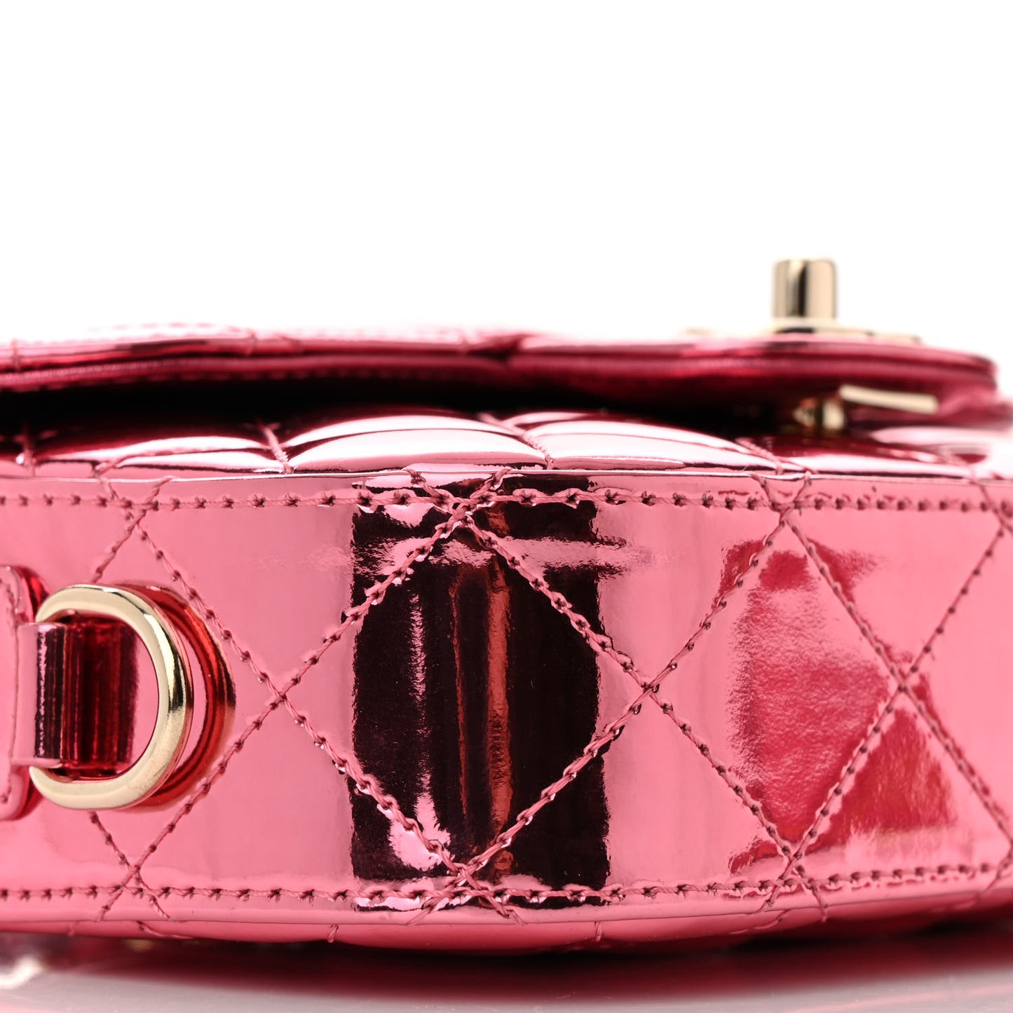 Mirror Calfskin Metallic Lambskin Quilted Hollywood Boulevard Mini Flap With Star Coin Purse Pink
