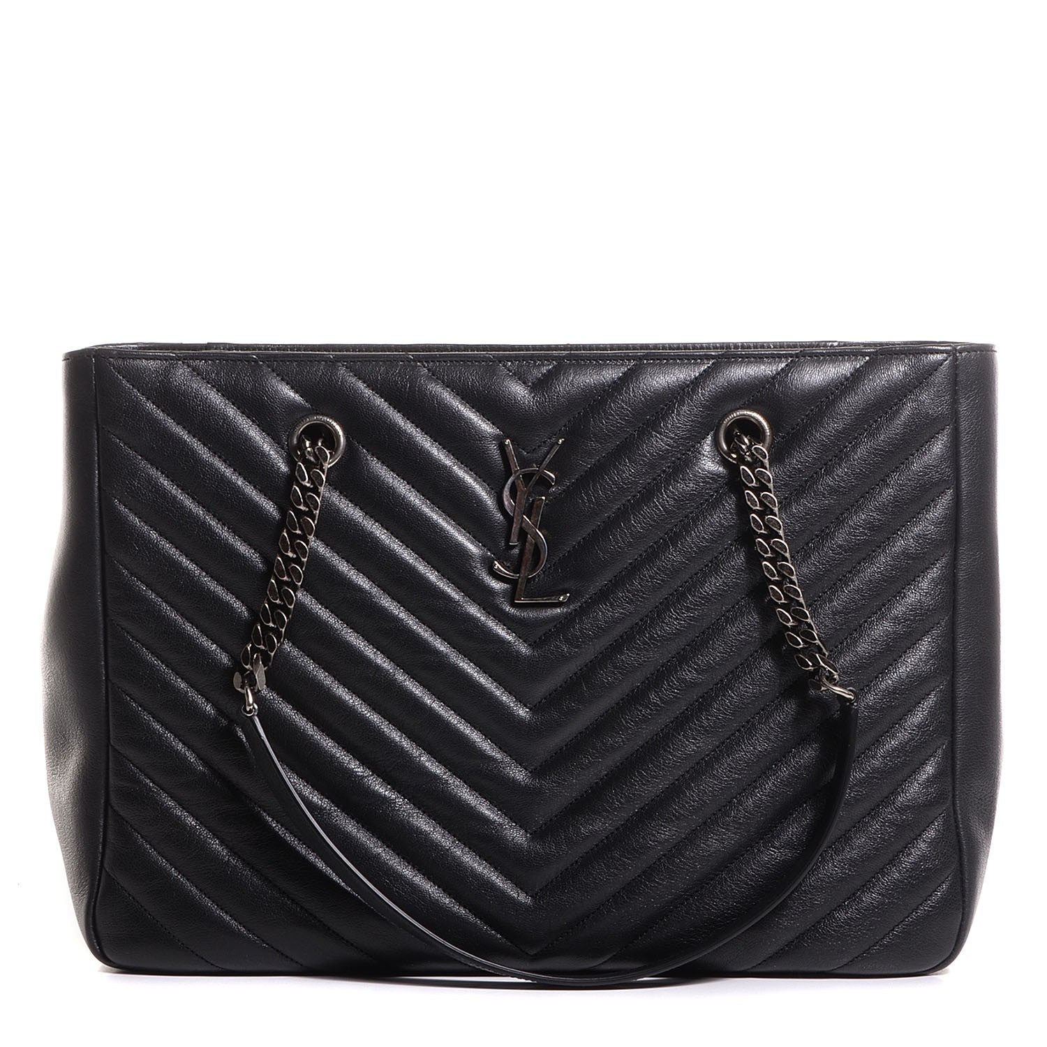 Saint Laurent Matelasse Chevron Large Monogram Shopper Black 1 of 9
