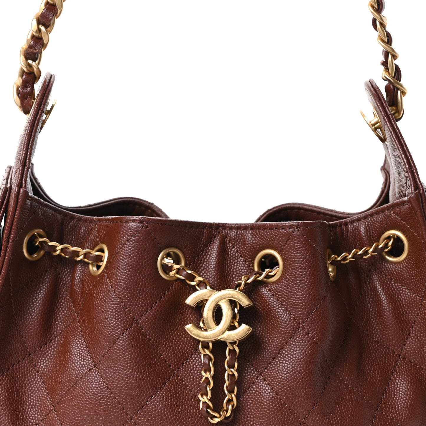 Caviar Quilted Mini Chanel 25 Handbag Brown