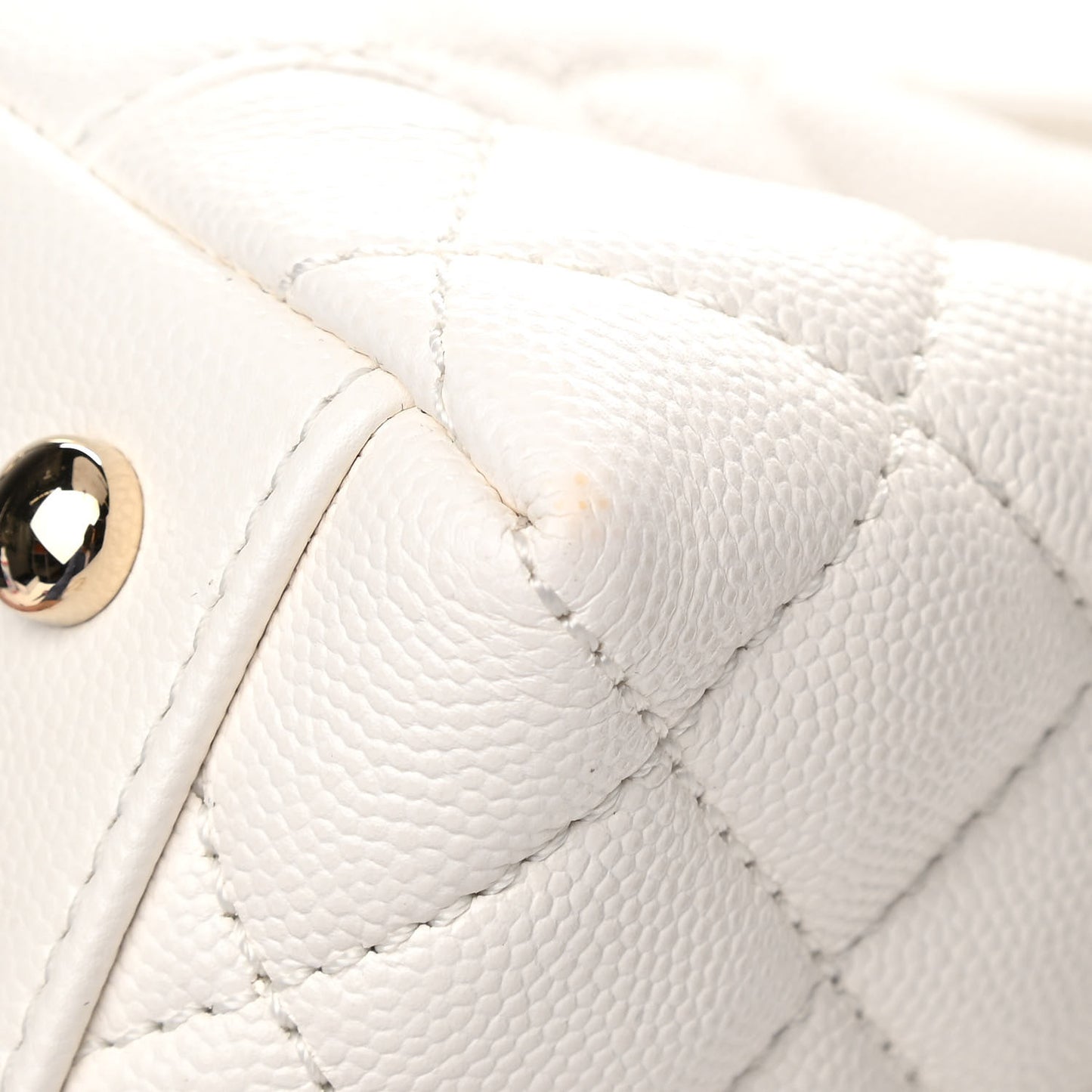 Caviar Quilted Mini Coco Handle Flap White