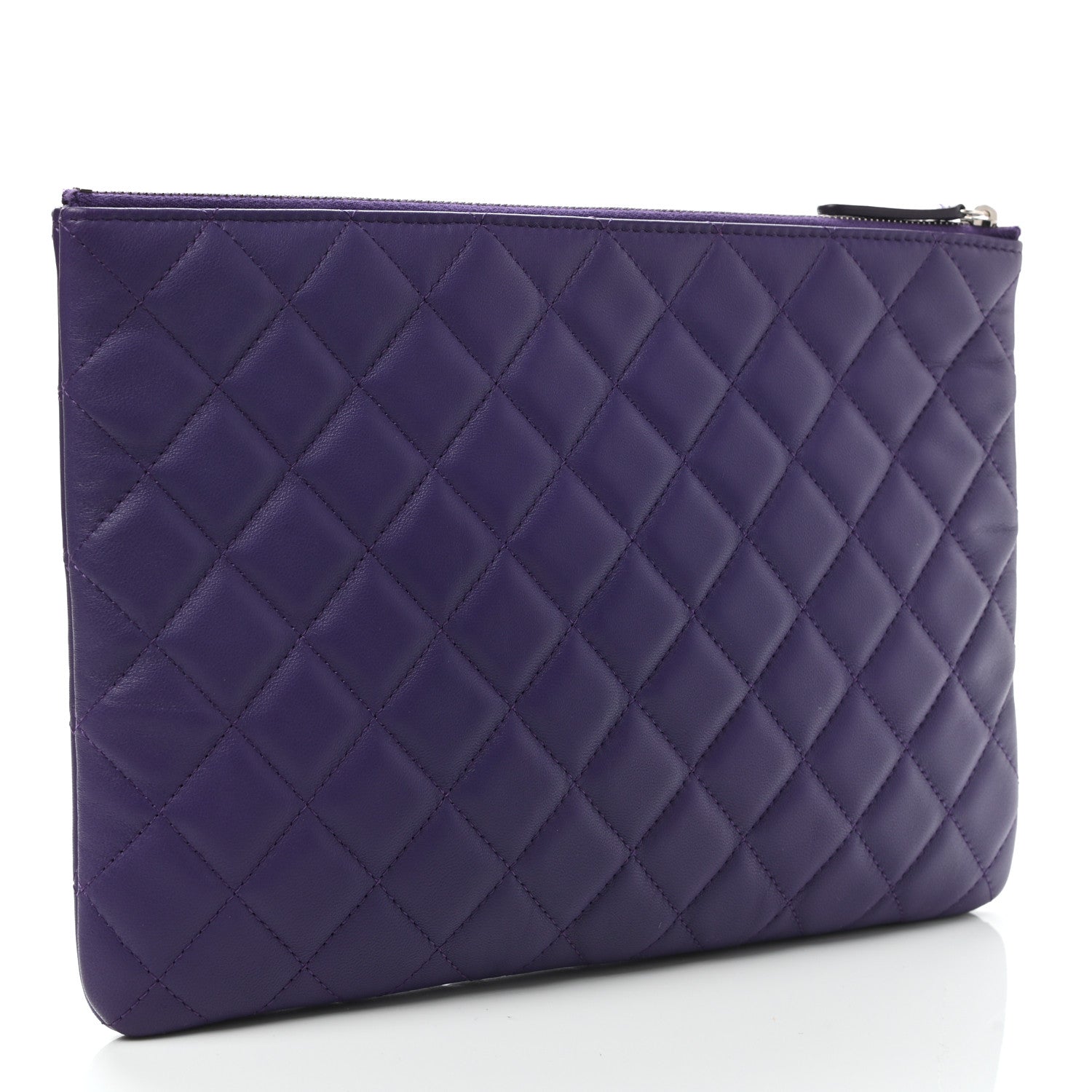 Chanel Lambskin Quilted Medium Cosmetic Case Purple 3 of 7