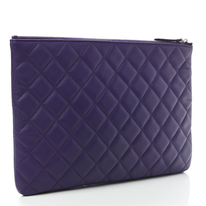 Chanel Lambskin Quilted Medium Cosmetic Case Purple 3 of 7
