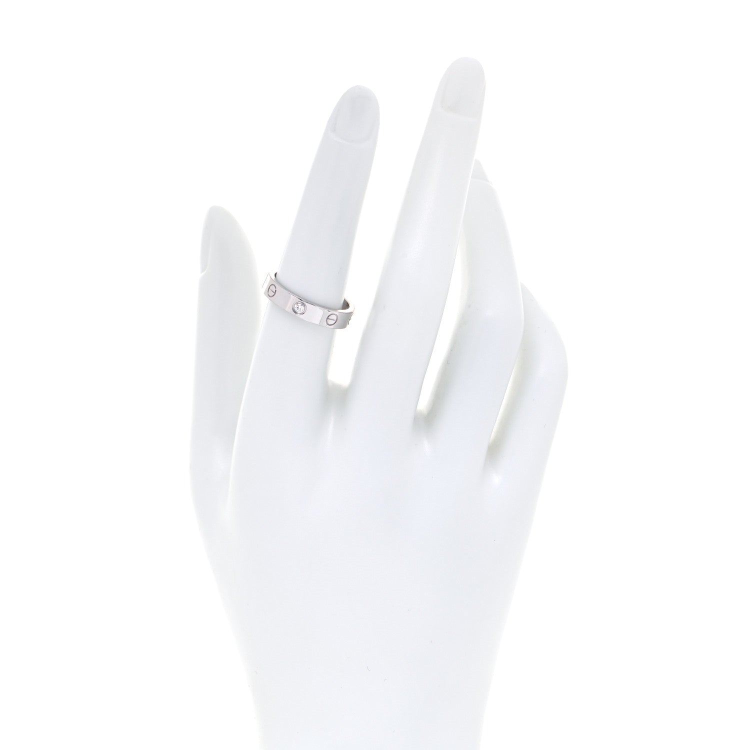 Cartier 18K White Gold Diamond 4mm LOVE Wedding Band Ring 54 6.75 4 of 8
