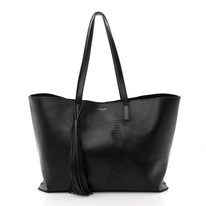 Saint Laurent Vintage Calfskin Perforated East West Shopping Tote Black 3 of 21