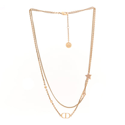 Christian Dior Metal Crystal Petit CD Double Necklace Gold 3 of 6
