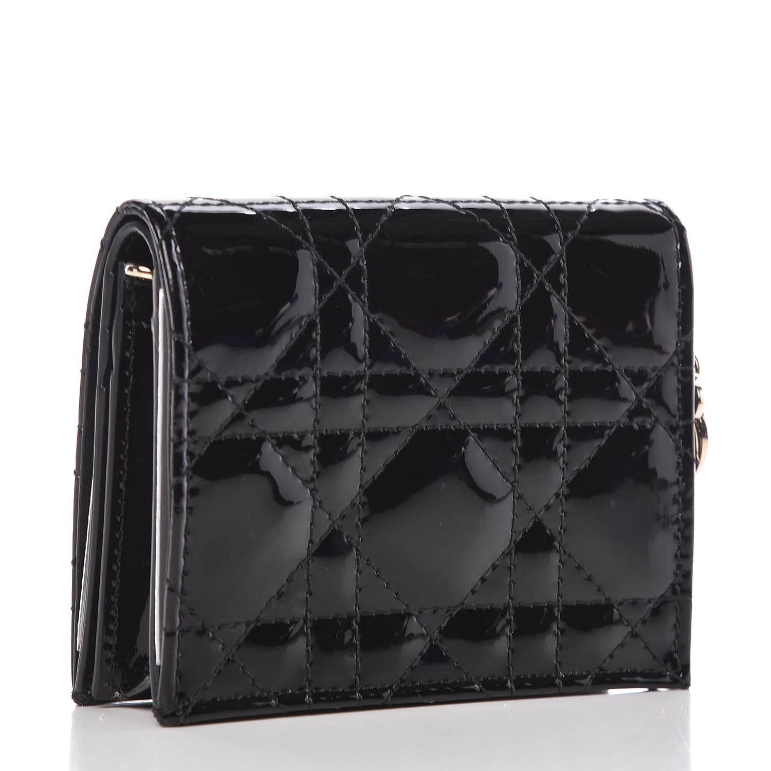 Christian Dior Patent Cannage Lady Dior Mini Wallet Black 3 of 11