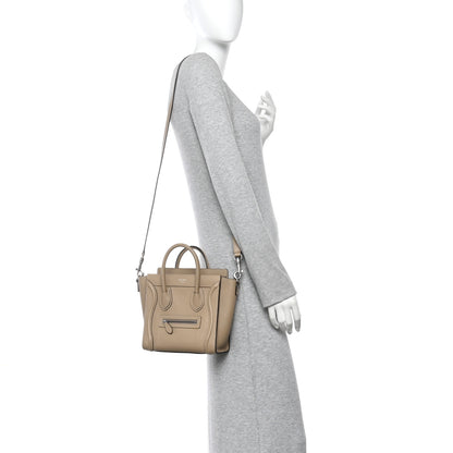 Celine Drummed Calfskin Nano Luggage Dune 2 of 11
