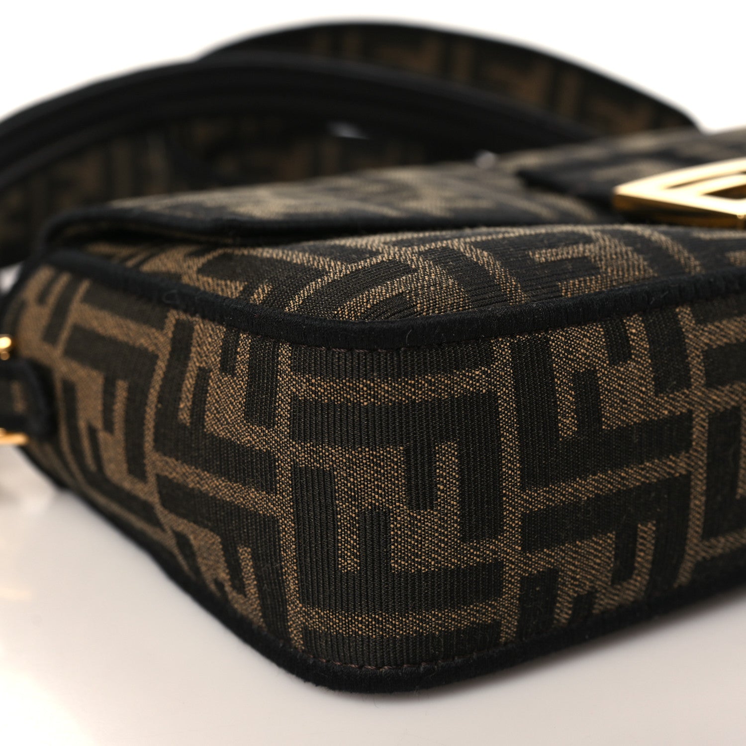 Fendi Fabric Jacquard FF 1974 Medium Baguette Tobacco Moro Black 8 of 10