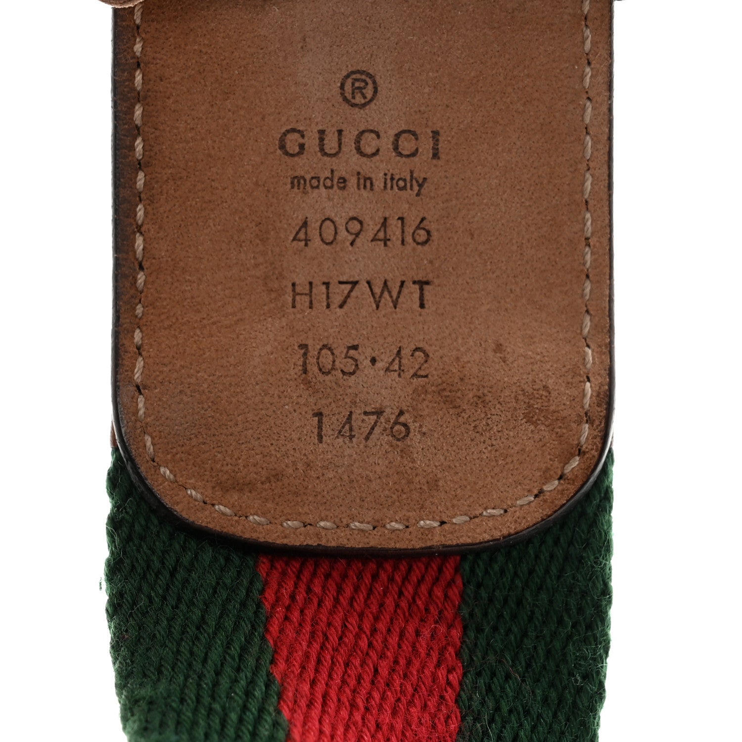 Gucci Nylon Calfskin Double G Web 40mm Belt Green Red Cuir 5 of 11