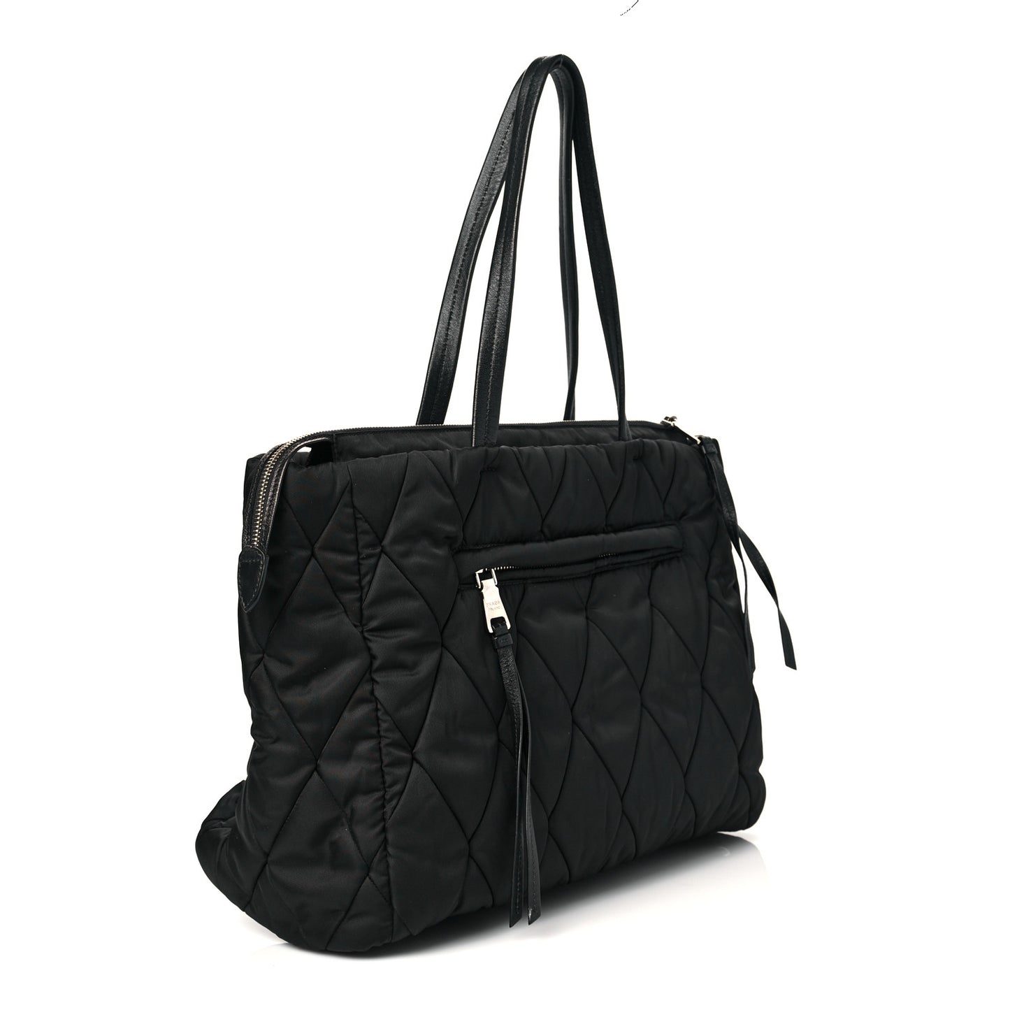 Tessuto Nylon Quilted Shopping Tote Black