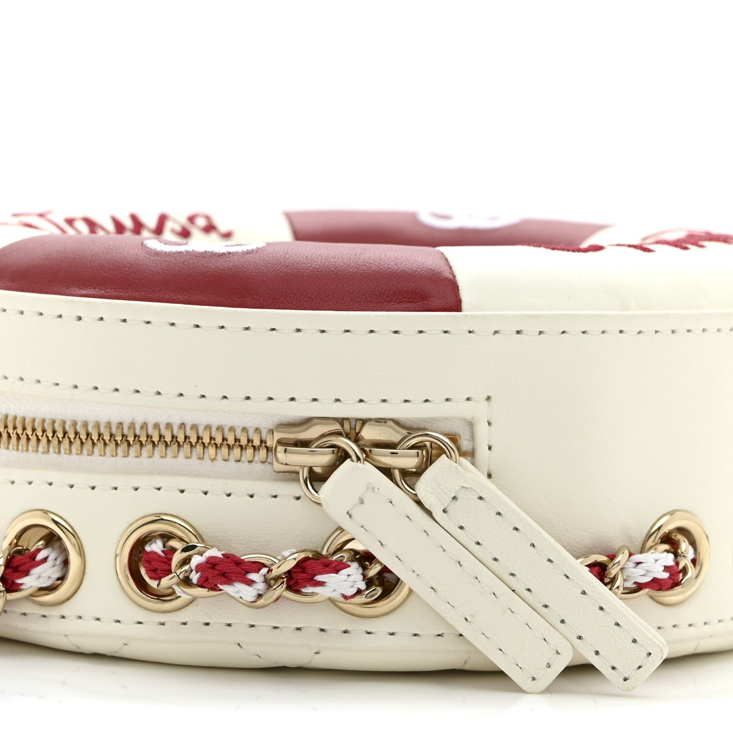 Lambskin Coco Lifesaver Round Bag Red White