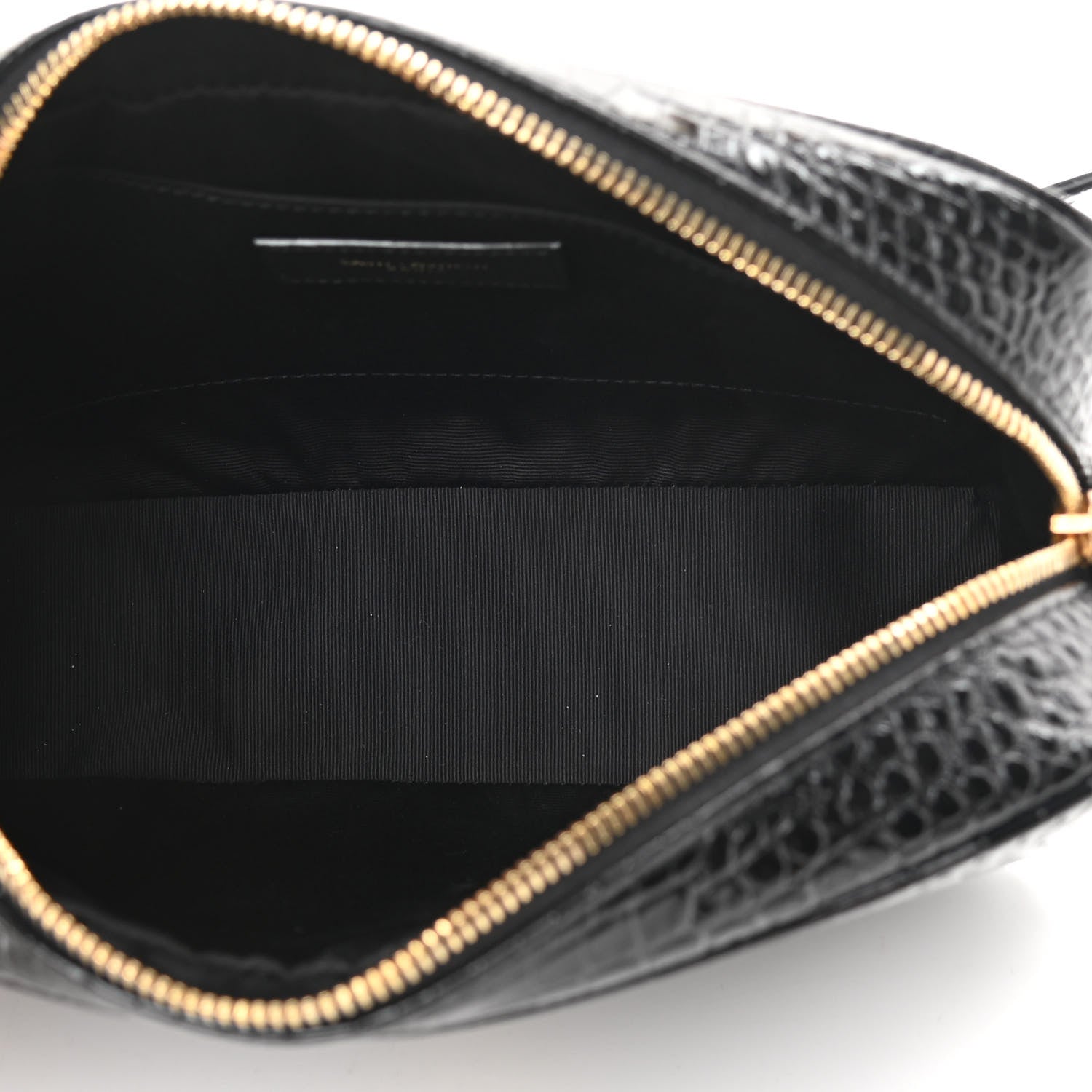 Saint Laurent Patent Calfskin Crocodile Embossed Monogram Lou Camera Bag Black 4 of 9