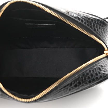 Saint Laurent Patent Calfskin Crocodile Embossed Monogram Lou Camera Bag Black 4 of 9