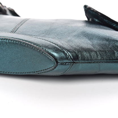 Alexander McQueen Metallic Lambskin De Manta Clutch Green 6 of 9