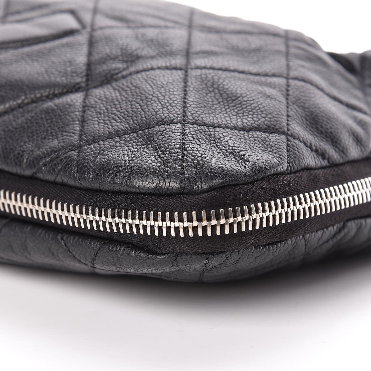 Caviar Quilted Expandable Zip Shoulder Bag Black